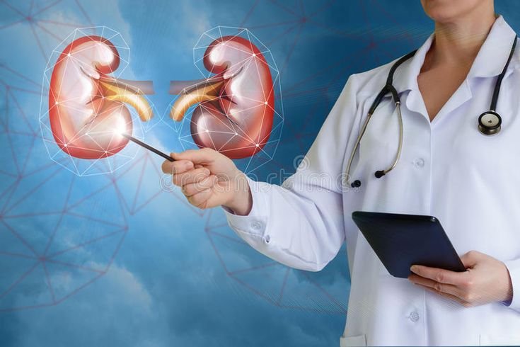Doctor shows buds stock photo. Image of human kidneys 88130392