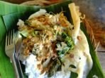 Nasi Pecel . mix vegetables with peanuts sauce