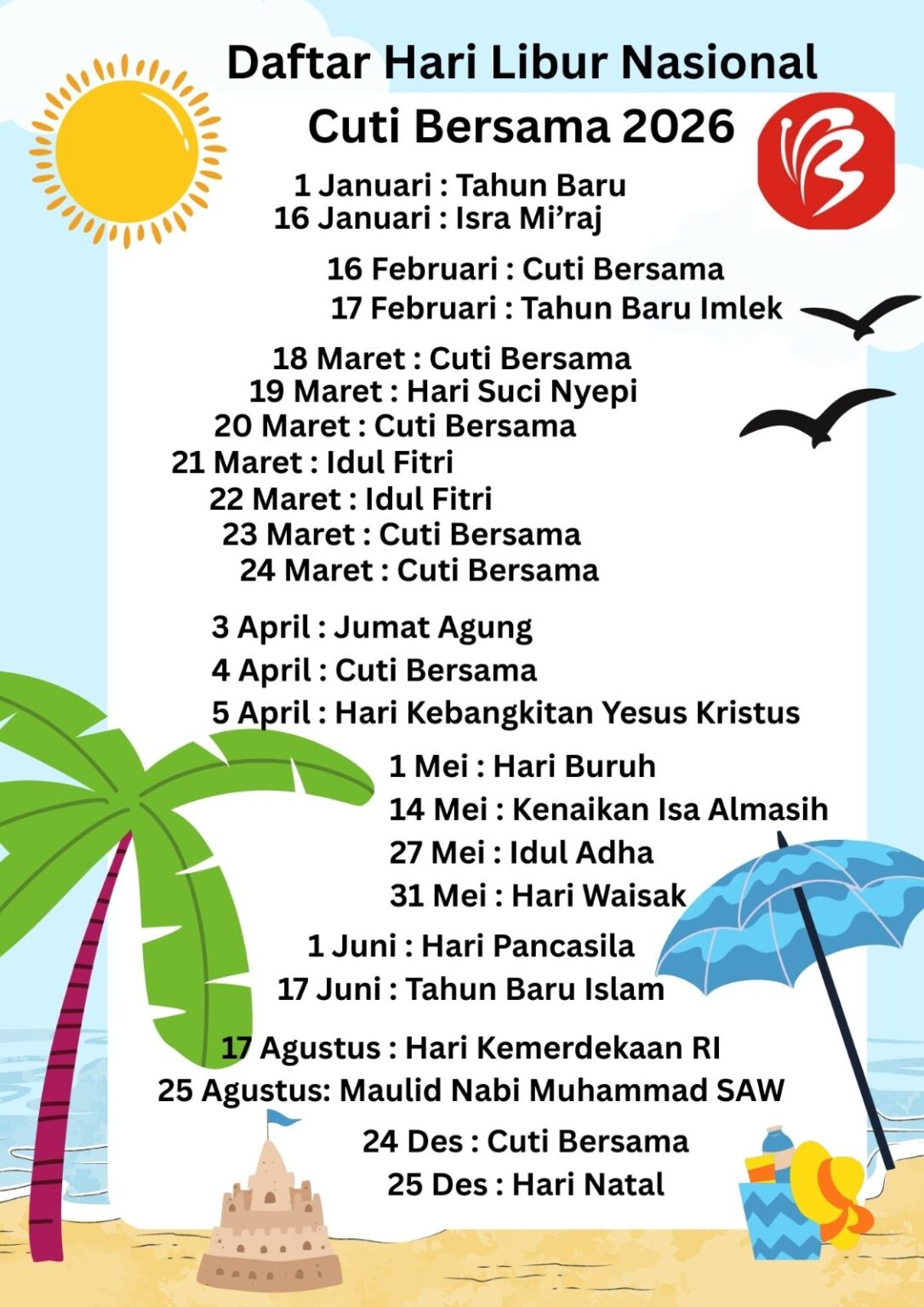 Daftar Libur Nasional Mei 2026 dan Cuti Bersama