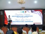 Bupati Lamongan Yuhronur Efendi saat pelantikan Pengurus Dekopinda Lamongan 2026-2030.