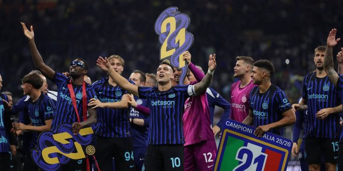 Pemain Inter Milan merayakan gelar Serie A ke-21.