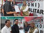 Tony Andreas (atas) dan Smanhudi (bawah) mengembalikan formulir pendaftaran Ketua KONI Kota Blitar.