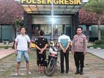 Sepasang kekasih pencuri motor diamankan di Mapolsek Gresik.