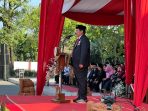 Bupati Nganjuk, Marhaen Djumadi, saat memimpin upacara Hari Lahir Pancasila di GOR Bung Karno