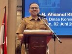 Kepala Dinas Kominfotik NTBt Ahsanul Khalik saat membukaLokakarya Persiapan Teknis Integrasi Data pada Portal NTB Satu Data dengan Portal PELITA Kemendagri yang berlangsung di Mataram, Senin (1/6).