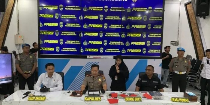 Pers rilis di Mapolres Bojonegoro. (Foto: Umam)