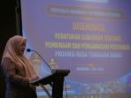 Wakil Gubernur NTB Indah Dhamayanti Putri, saat memberikan sambutan pada acara peluncuran Peraturan Gubernur (Pergub) Nomor 11 Tahun 2026.