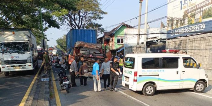 Kondisi truk kontainer yang memicu tabrakan beruntun.