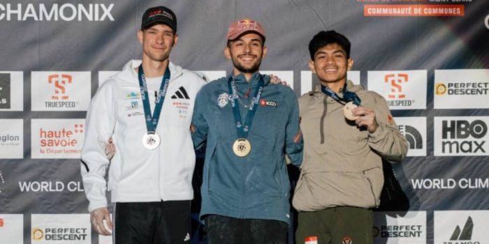 Putra Tri Ramadani atau akrab disapa Srondeng. Ia berhasil meraih medali perunggu ajang World Climbing Series kategori lead yang berlangsung di Chamonix, Prancis. (Istimewa)