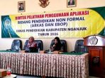 Dinas Pendidikan Kabupaten Nganjuk menggelar pelatihan penggunaan aplikasi digital bagi seluruh pengelola SKB dan PKBM se-Kabupaten Nganjuk di Aula HOS Cokroaminoto Disdik