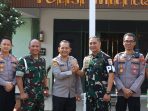moker Kapolres Mojokerto AKBP Andi Yudha Pranata bersama jajaran PJU bersilaturahmi dengan Komandan Denpom V/2 Mojokerto.(istimewa)