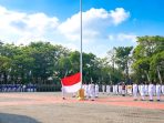 Upacara peringatan HUT ke-81 Republik Indonesia di Lapangan GOR Bung Karno Nganjuk.