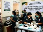 Ilustrasi Petugas medis veteriner saat melakukan pemeriksaan kesehatan pada seekor kucing jantan