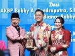 Bupati Jember Muhammad Fawait (kiri) saat menghadiri kenal pamit Kapolres Jember. (Foto: Ist)